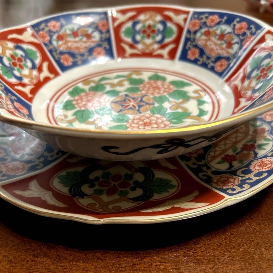 有田焼 古伊万里風 陶扇作 錦絵 盛皿 大鉢 和風 皿ボウル2点セット